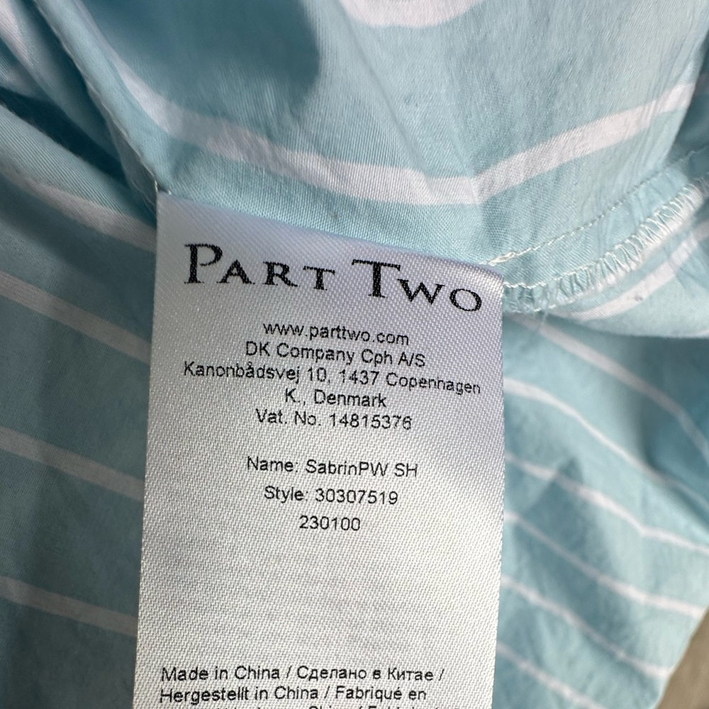 Part Two Women's Light Blue Striped Button Down Shirt - Picture 5 of 8